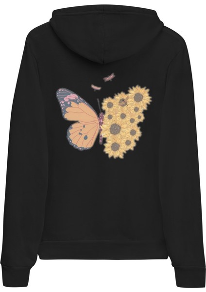 Sweatshirt Kelebek Desenli Pamuklu Kız Çocuk Bluzu