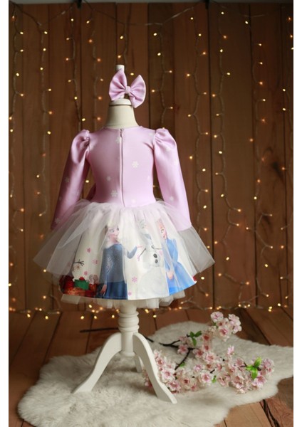 Kız Çocuk Elsa Karlar Kraliçesi Elbise Pembe modelleri