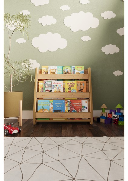 Zeo Wood Design Montessori Mdf Çocuk Kitaplığı