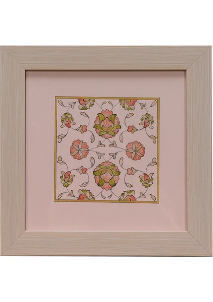 El Işçiliği Şikaf Renkli Halkar Tezhip Tablo 25 X 25 Cm - 6037