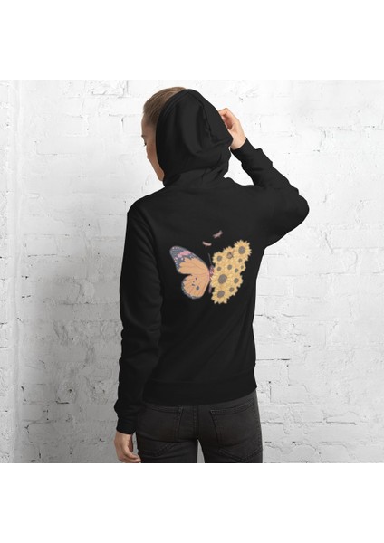 Sweatshirt Kelebek Desenli Pamuklu Kız Çocuk Bluzu