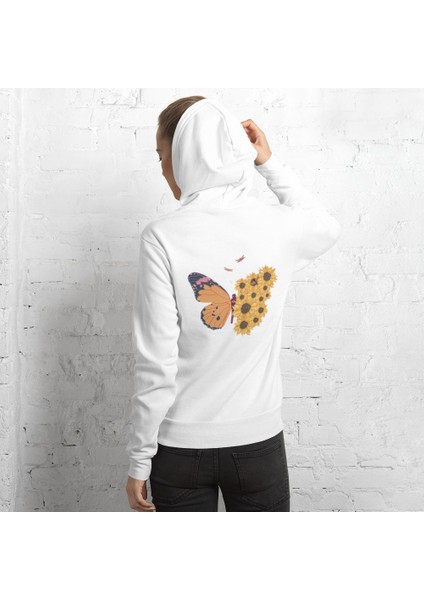 Sweatshirt Kelebek Desenli Pamuklu Kız Çocuk Bluzu