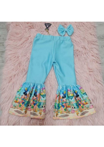 Kız Çocuk Mavi Ispanyol Pantalon Micky Mause Detaylı