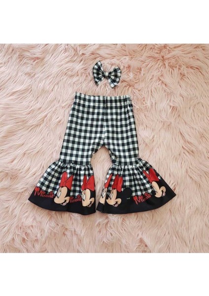 Kız Çocuk Siyah Micky Mause Detaylı Ispanyol Pantalon