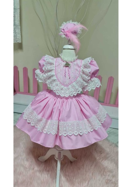 Kız Çocuk Tüllü Kabarık Pembe Vintage Elbise