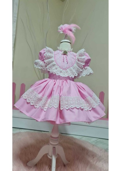 Kız Çocuk Tüllü Kabarık Pembe Vintage Elbise modelleri