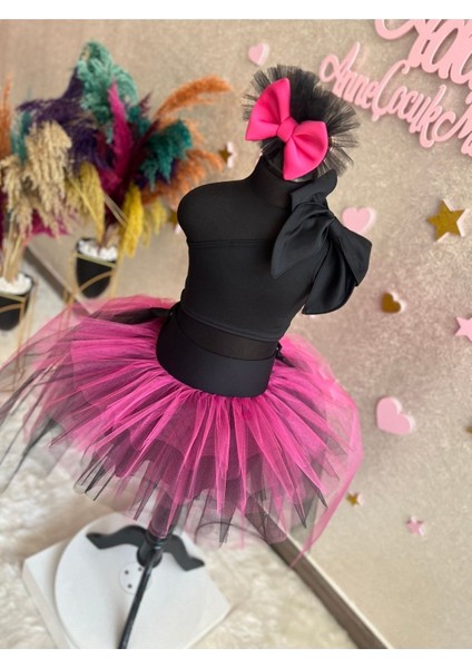 Kız Çocuk Black Pink Tüllü Kuyruklu Kabarık Etek modelleri