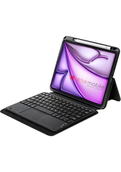 iPad Air 11 M2 2024 Air 6. Nesil Uyumlu Klavyeli Kılıf Standlı Bluetooth Klavye Trackpad Keyboard