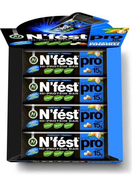 Nfést Yüksek Protein Bar Fındıklı 50g x 12 Adet