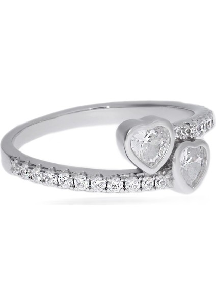 Kadın Ikili Kalp Model Gümüş Yüzük fiyatları