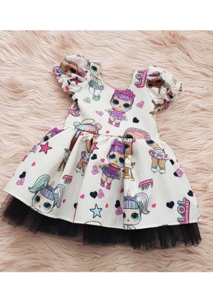 Kız Çocuk Tüllü Kabarık Pembe Lol Elbise modelleri