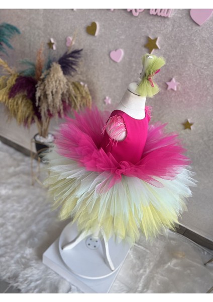 Kız Çocuk Kat Kat Tüllü Kabarık Rainbow Abiye Elbise indirimleri