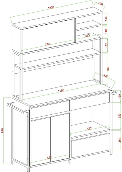 Defne Kahve Köşesi, Çok Amaçlı Dolap, 3 Kapaklı 2 Çekmeceli, Kiler Mutfak Dolabı, Beyaz fırsatları