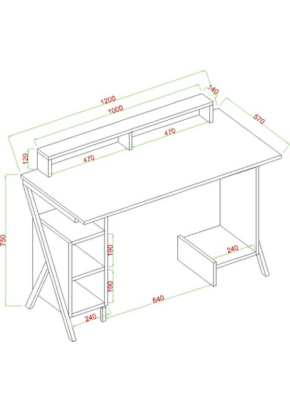 Milano Çalışma Masası, 120 cm Sis Gri