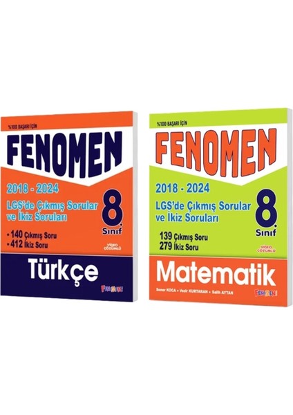 Fenomen Yayınları 8. Sınıf LGS Türkçe + Matematik Çıkmış Sorular ve Ikiz Soruları (2018-2024)