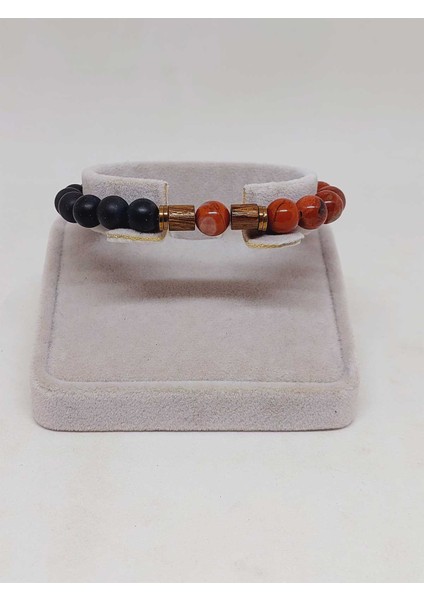 Kırmızı Alacalı Jasper & Oniks Taşı 8mm Tasarım Bileklik Hawaii Model (14240) fiyatları
