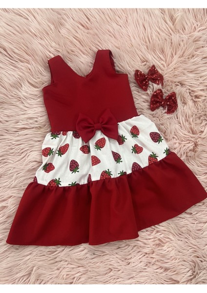 Kız Çocuk Fırfırlı Çilek Konsept Günlük Rahat Elbise fiyatları