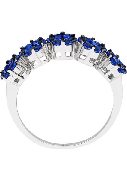 ve Safir Taşlı Papatya 5 Taş Yüzük 0424R0192 modelleri