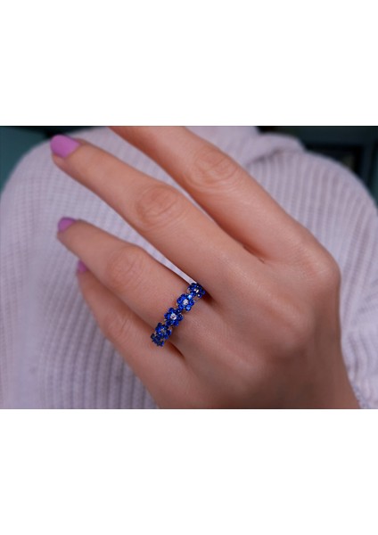 ve Safir Taşlı Papatya 5 Taş Yüzük 0424R0192 fırsatları