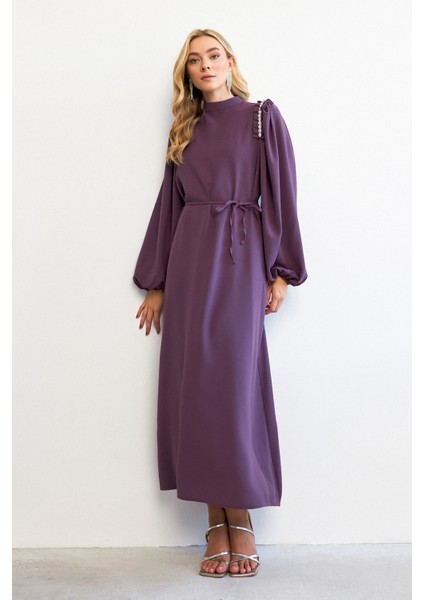 Nova Omuz Detaylı Elbise - Leylak modelleri