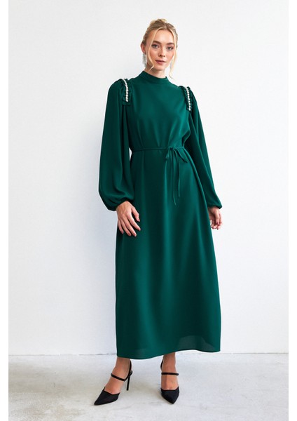 Nova Omuz Detaylı Elbise - Zümrüt modelleri