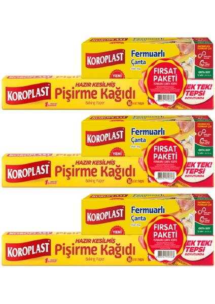 Pişirme Kağıdı 16 Lı Fermuarlı Çanta Orta Boy 12 Li x 3 Set