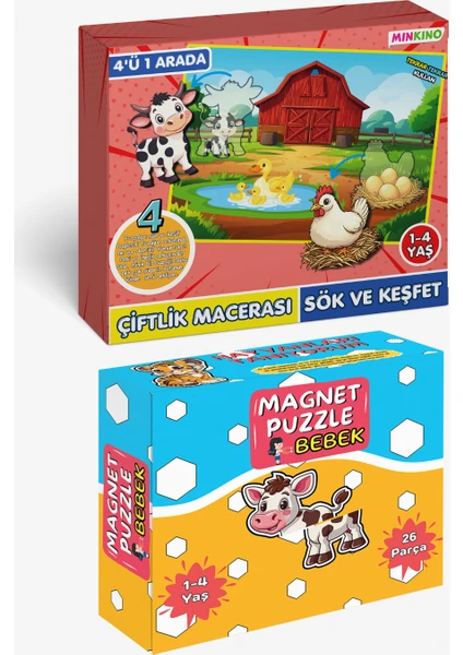 1-4 Yaş Çiftlik ve Hayvanlar Seti (Cırt Cırtlı, Magnetli)