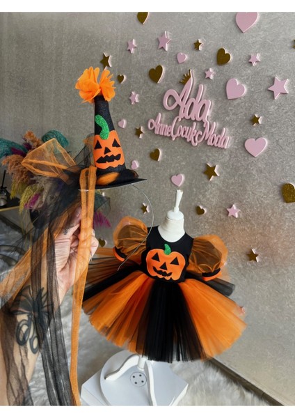 Siyah Turuncu Cadılar Bayramı Elbisesi Halloween Kostüm Cadılar Bayramı Partisi Elbisesi