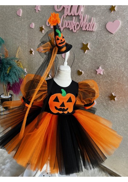 Siyah Turuncu Cadılar Bayramı Elbisesi Halloween Kostüm Cadılar Bayramı Partisi Elbisesi