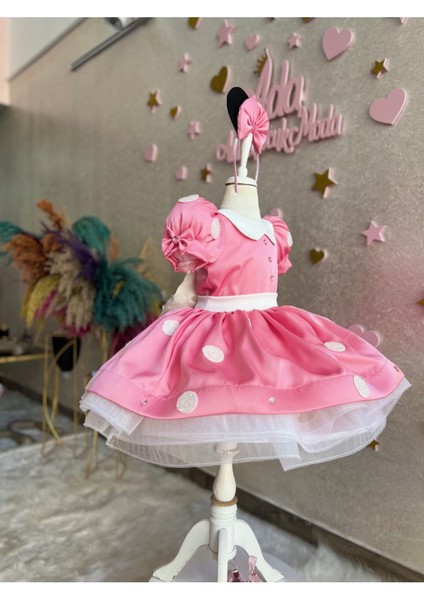 Pembe Minnie Mouse Elbisesi Minnie Mouse'un Doğum Günü Elbisesi. Minnie Fare Kostümü