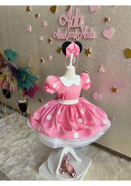 Pembe Minnie Mouse Elbisesi Minnie Mouse'un Doğum Günü Elbisesi. Minnie Fare Kostümü
