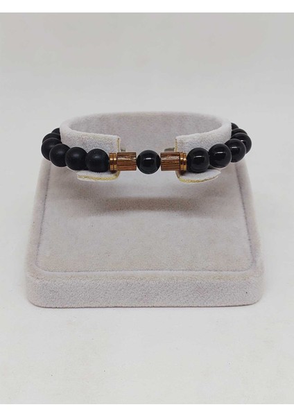 Siyah Akik & Oniks Taşı 8mm Tasarım Bileklik Hawaii Model (51330) fiyatları