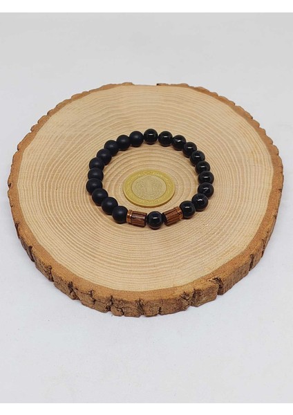 Siyah Akik & Oniks Taşı 8mm Tasarım Bileklik Hawaii Model (51330) indirimleri