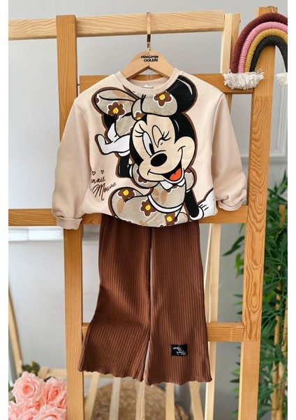 (2-7 Yaş) Mnn Ms Ispanyol Kız Çocuk 2 li takım - Kahve