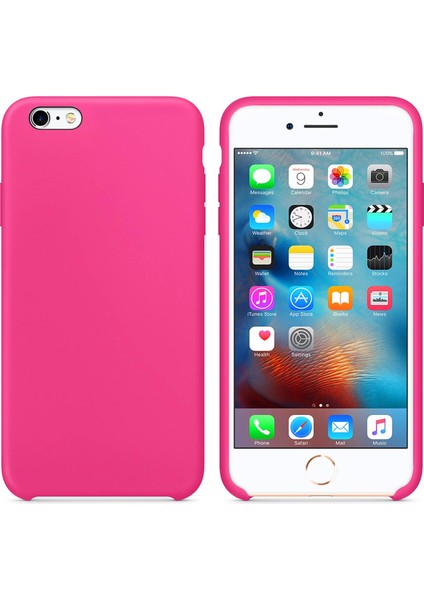 Apple iPhone 6S Plus Altı Açık Liquit Lansman Silikon Şeker Pembesi