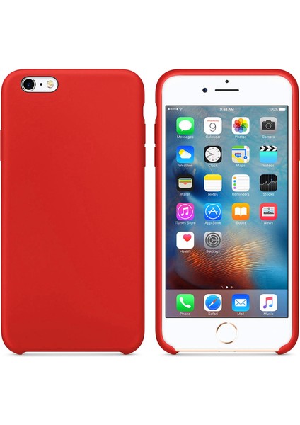 Apple iPhone 6s Plus Altı Açık Liquit Lansman Silikon Kırmızı