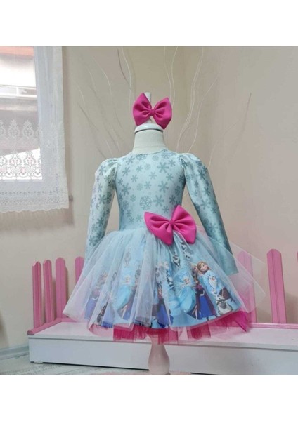 Kız Çocuk Elsa Karlar Kraliçesi Elbise Fuşya Detaylı fiyatları