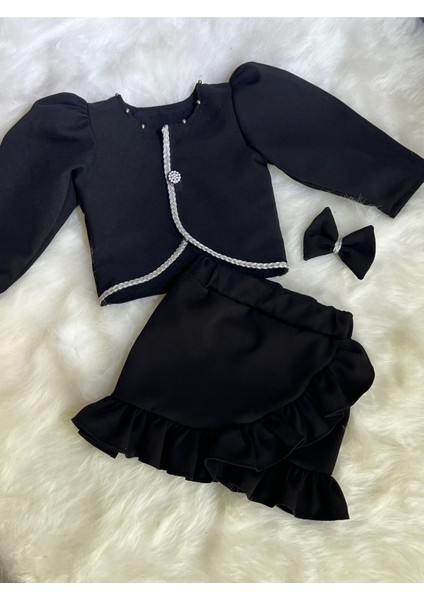 Kız Çocuk Siyah Ceket Etek Takım modelleri