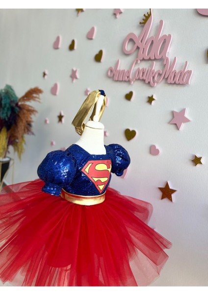 Kız Çocuk Super Girl Pelerinli Kabarık Kostüm Elbise fiyatları