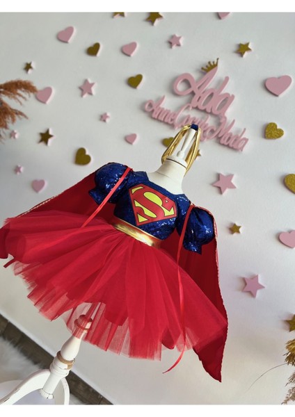 Kız Çocuk Super Girl Pelerinli Kabarık Kostüm Elbise indirimleri