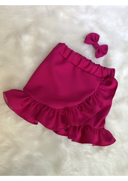 Kız Çocuk Fuşya Fırfırlı Etek modelleri