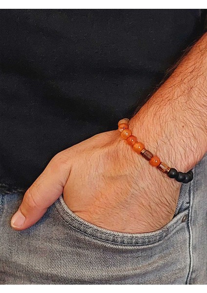 Bal Akik & Oniks Taşı 8mm Tasarım Bileklik Hawaii Model (24015) modelleri