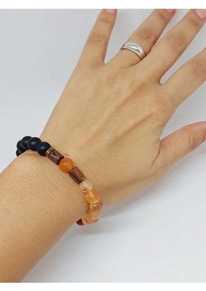 Bal Akik & Oniks Taşı 8mm Tasarım Bileklik Hawaii Model (24015) fırsatları