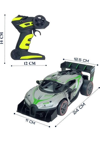 Şarjlı Rc 2.4ghz Işık ve Duman Efektli Metal Uzaktan Kumandalı Araba Yarış Arabası Gri