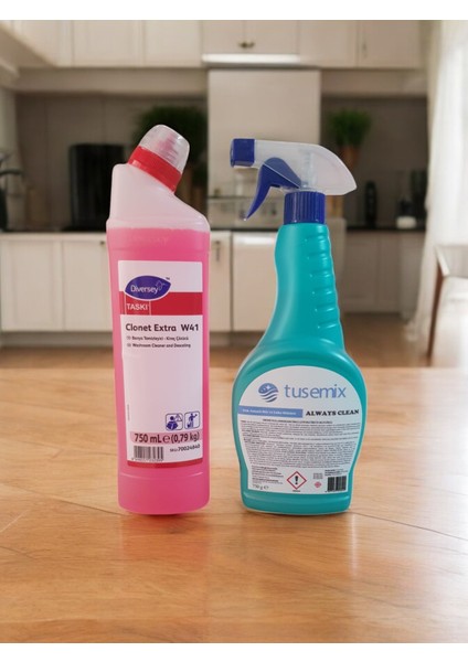 Diversey Taski Clonet Extra - Banyo Temizleyici ve Kireç Çözücü +Tusemix Always Clean Leke Sökücü Prey