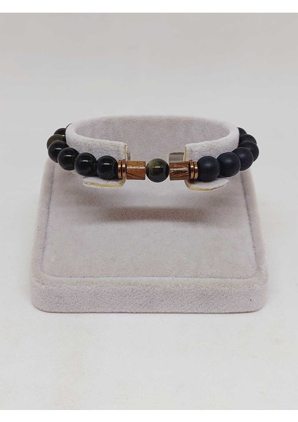 Golden Obsidyen & Oniks Taşı 8mm Tasarım Bileklik Hawaii Model (1250) fiyatları