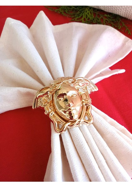 6 Adet Gold Face Metal Peçete Halkası - Napkin Ring