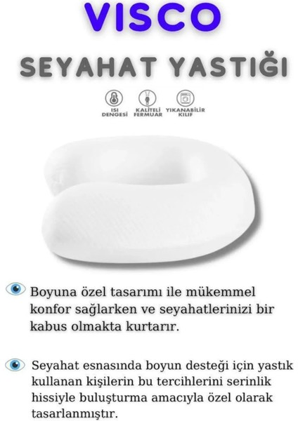 Autofresh Seyahat Yastığı Visco Ortopedik Boyun Yastığı Yumuşak Araç Boyunluğu
