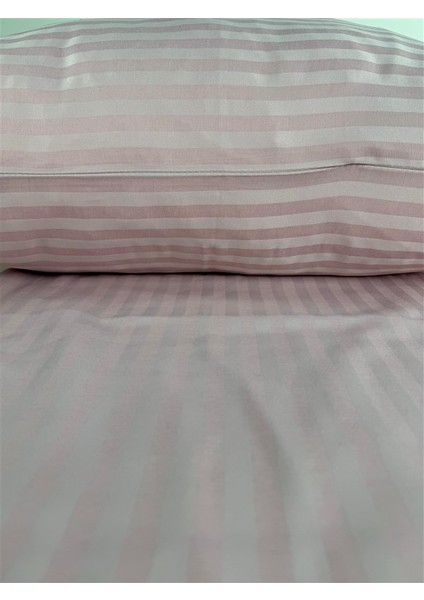 Çizgili Saten Pudra 2 Adet 50X70 Yastık Kılıfı fiyatları