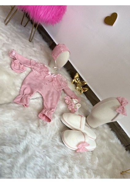 Dantel Vintage Hastane Çıkışı,lohusa Takımı, Yeni Doğan Hastane Çıkışı, Anne Lohusa Terlik Taç